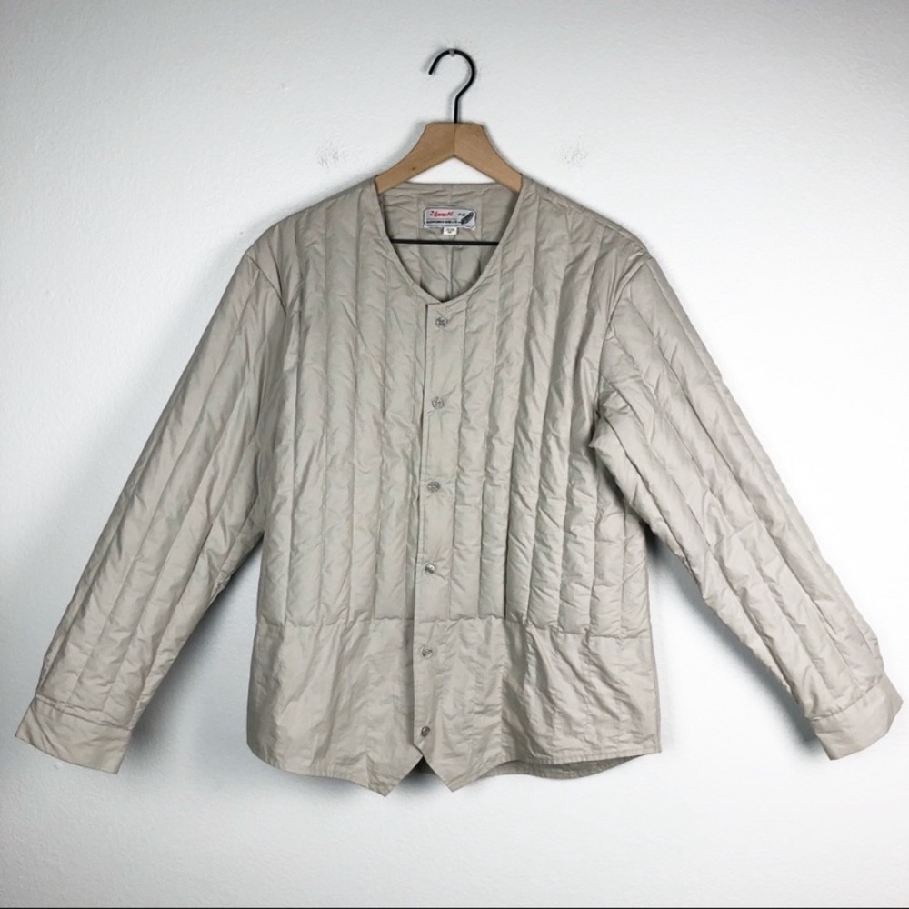 Vintage down filled quilted button front shacket M
